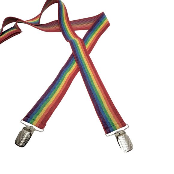 Vintage Pelican Suspenders Rainbow LGBTQ Pride Clip On One Size - Picture 5 of 5